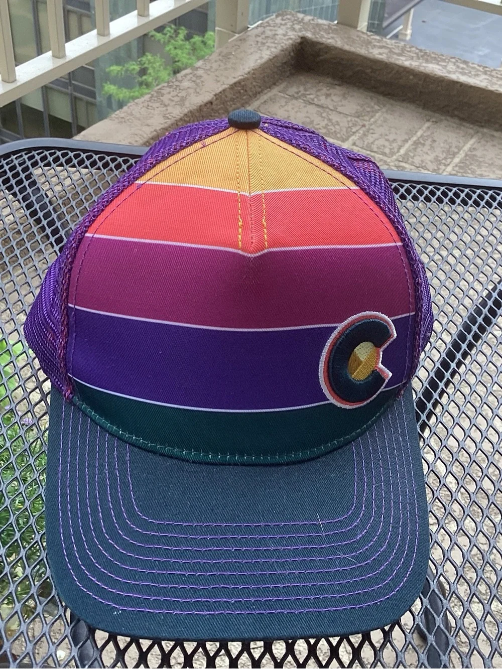 YoColorado C Adult Rainbow Stripe Trucker Hat